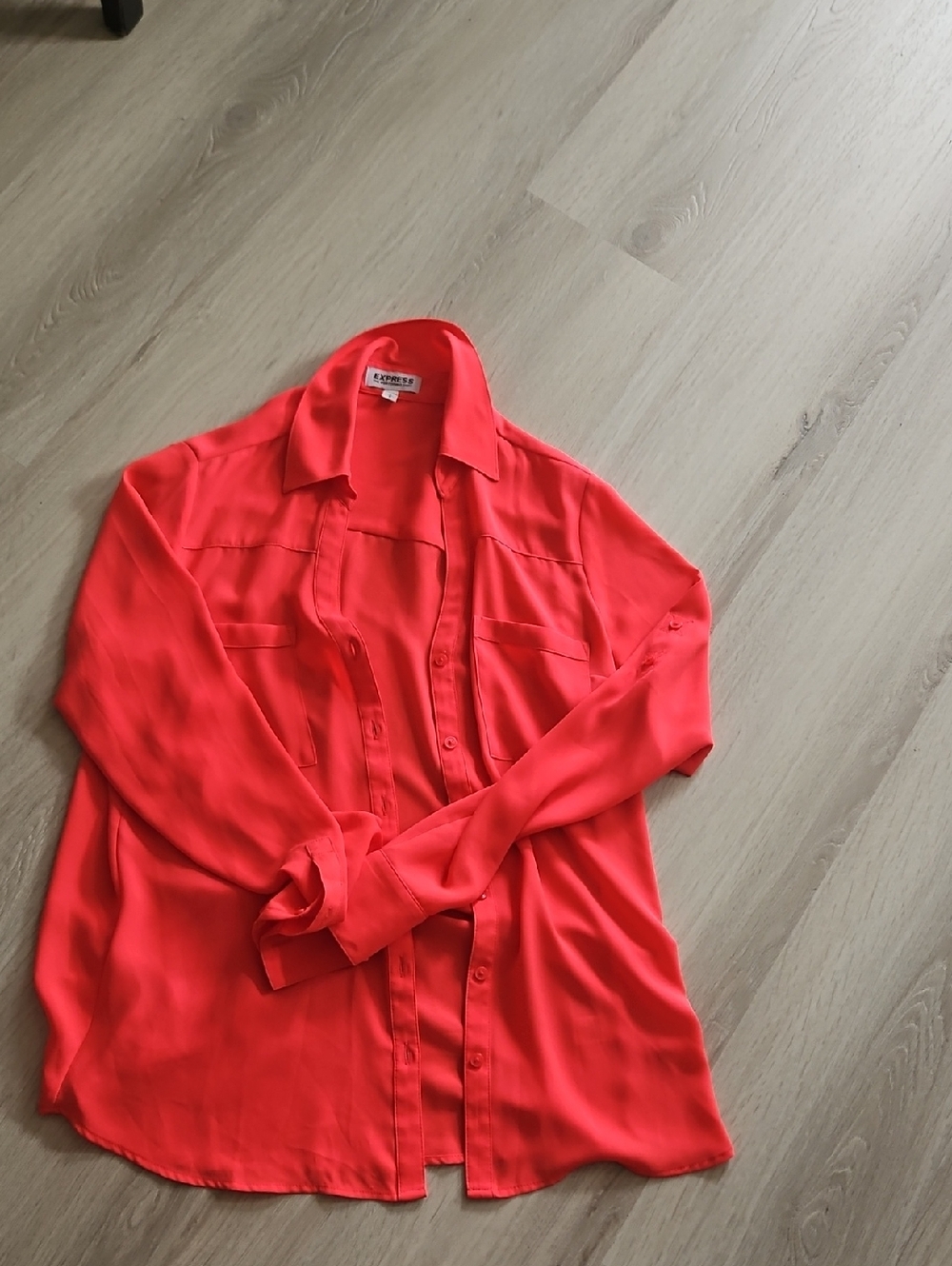 Express Bright Coral Button-Down Shirt